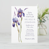 Invitation Bleu violet Iris Floral moderne Mariage chrétien (Debout devant)
