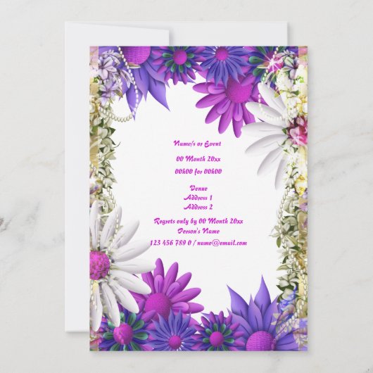 Invitation Bleu violet mariage fiançailles anniversaire (Dos)