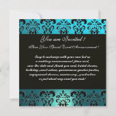 INVITATION BLEU, VIOLET, NOIR, BLANC DAMAS J MONOGRAMME (Dos)