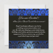 INVITATION BLEU VIOLET, NOIR, BLANC DAMAS JEWEL MONOGRAMME (Dos)