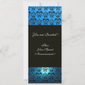 Invitation BLEU VIOLET NOIR DAMAS MONOGRAMME, blanc (Dos)