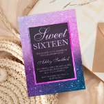 Invitation Bleu violet ombre parties scintillant élégant chic<br><div class="desc">Une douche à parties scintillant violet moderne,  assez chic et élégant faux bleu foncé foncé sombre parties scintillant noire Sweet 16 anniversaire invitation à la fête.</div>