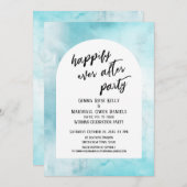 Invitation Bleu violet Or Encre Heureux Joyeux Jamais Après A (Devant / Derrière)