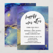 Invitation Bleu Violet Or Encres Heureuses À Tout Jamais Arch (Devant / Derrière)