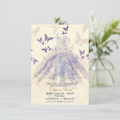 Invitation Bleu violet papillon ivoire Danser Robe douce 16 (Debout devant)