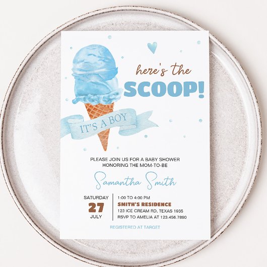 Invitation Bleu Voici le Baby shower Scoop