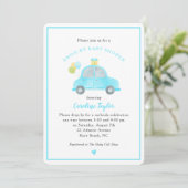 Invitation Bleu Voiture Ballons Baby shower Garçon (Debout devant)