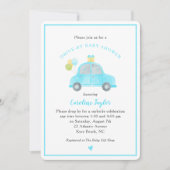 Invitation Bleu Voiture Ballons Baby shower Garçon (Devant)