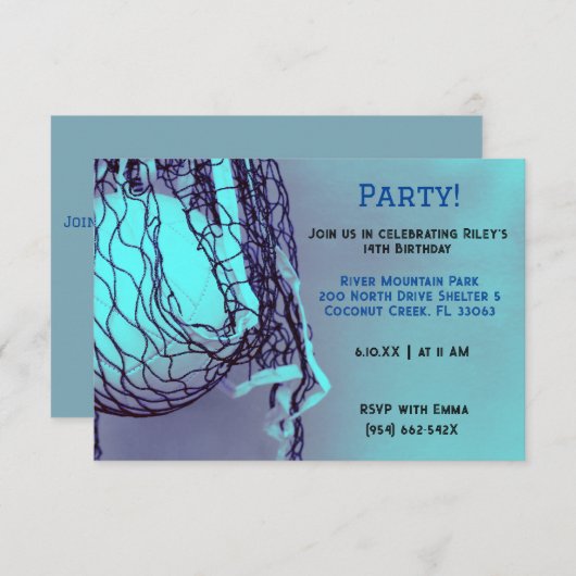 Invitation Bleu Volley Anniversaire (Devant / Derrière)