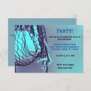 Invitation Bleu Volley Anniversaire