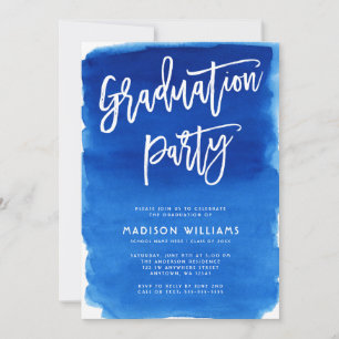 Invitation Bleu Watercolor Graduation Party