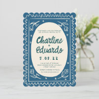 Bleu Wavy Handwriting Mariage moderne