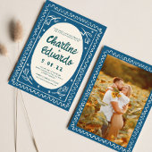 Invitation Bleu Wavy Handwriting Mariage moderne