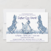 Invitation Bleu Whimsical Lapin De Pâques Poussins Chasse Aux (Devant)