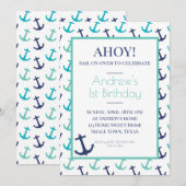 Invitation Bleue Ancre Naútíque (Devant / Derrière)