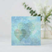 Invitation bleue Coeurs et papillons (Debout devant)