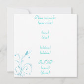 Invitation bleue Coeurs et papillons (Dos)