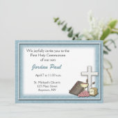 Invitation bleue communion (Debout devant)