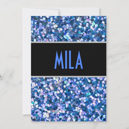 Invitation bleue Confetti (Dos)