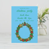 Invitation bleue couronne de Noël (Debout devant)