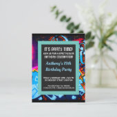 Invitation bleue d'anniversaire d'Abstarct de (Debout devant)