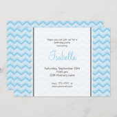 Invitation bleue d'anniversaire de Chevron (Devant / Derrière)