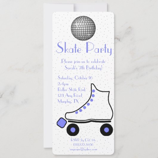 Invitation bleue d'anniversaire de patin de (Devant)