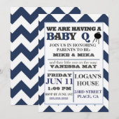 Invitation bleue de baby shower de BabyQ de (Devant / Derrière)