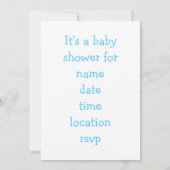 Invitation bleue de baby shower de biberon (Dos)