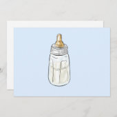 Invitation bleue de baby shower de biberon (Devant / Derrière)