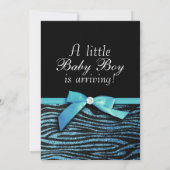 Invitation bleue de baby shower de garçon de (Dos)