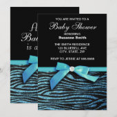 Invitation bleue de baby shower de garçon de (Devant / Derrière)