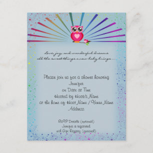 Invitation bleue de baby shower de hibou