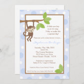 invitation bleue de baby shower de jungle de singe (Devant / Derrière)