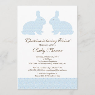 Invitation bleue de baby shower de lapin de