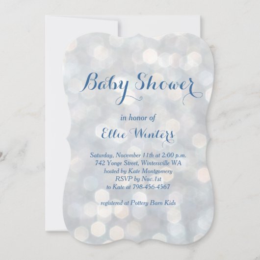 Invitation bleue de baby shower de lumières (Devant)