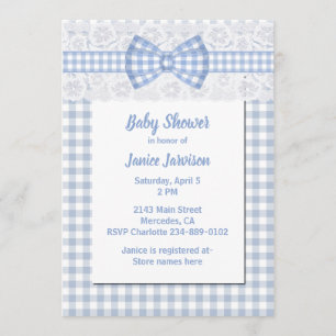 Invitation bleue de baby shower de pays de guingan