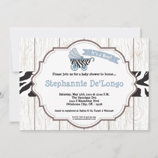 invitation bleue de baby shower de poussette du (Devant)