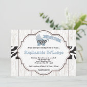 invitation bleue de baby shower de poussette du (Debout devant)