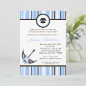 invitation bleue de baby shower de rocker punk du (Debout devant)