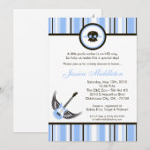invitation bleue de baby shower de rocker punk du (Devant / Derrière)