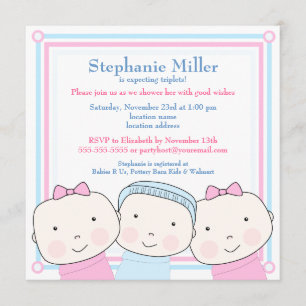 Invitation bleue de baby shower de rose de garçon