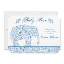 Invitation bleue de baby shower d'éléphant