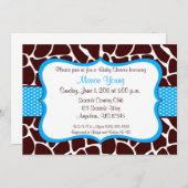Invitation bleue de baby shower d'impression de (Devant / Derrière)