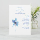 Invitation bleue de baptême de fleur (Debout devant)
