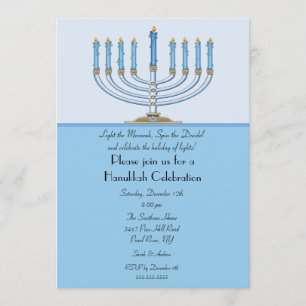 Invitation bleue de célébration de Menorah