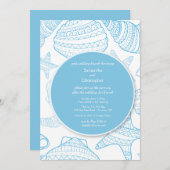 Invitation bleue de coquilles de mers (Devant / Derrière)