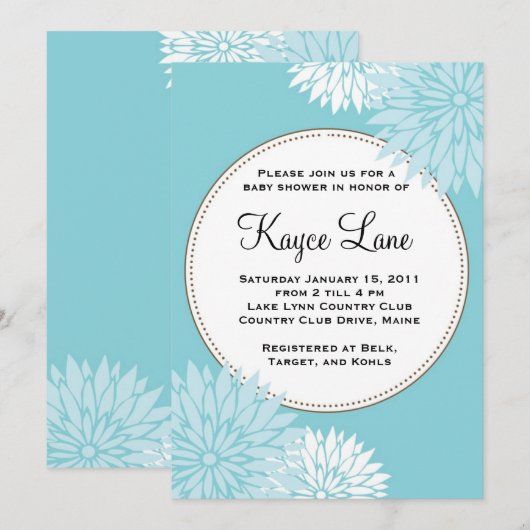 Invitation bleue de dahlia (Devant / Derrière)