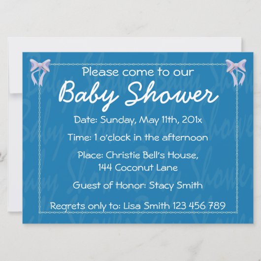 Invitation bleue de douche de bébé de (Devant)