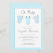 Invitation bleue de douche de bébé de corde à  (Devant / Derrière)
